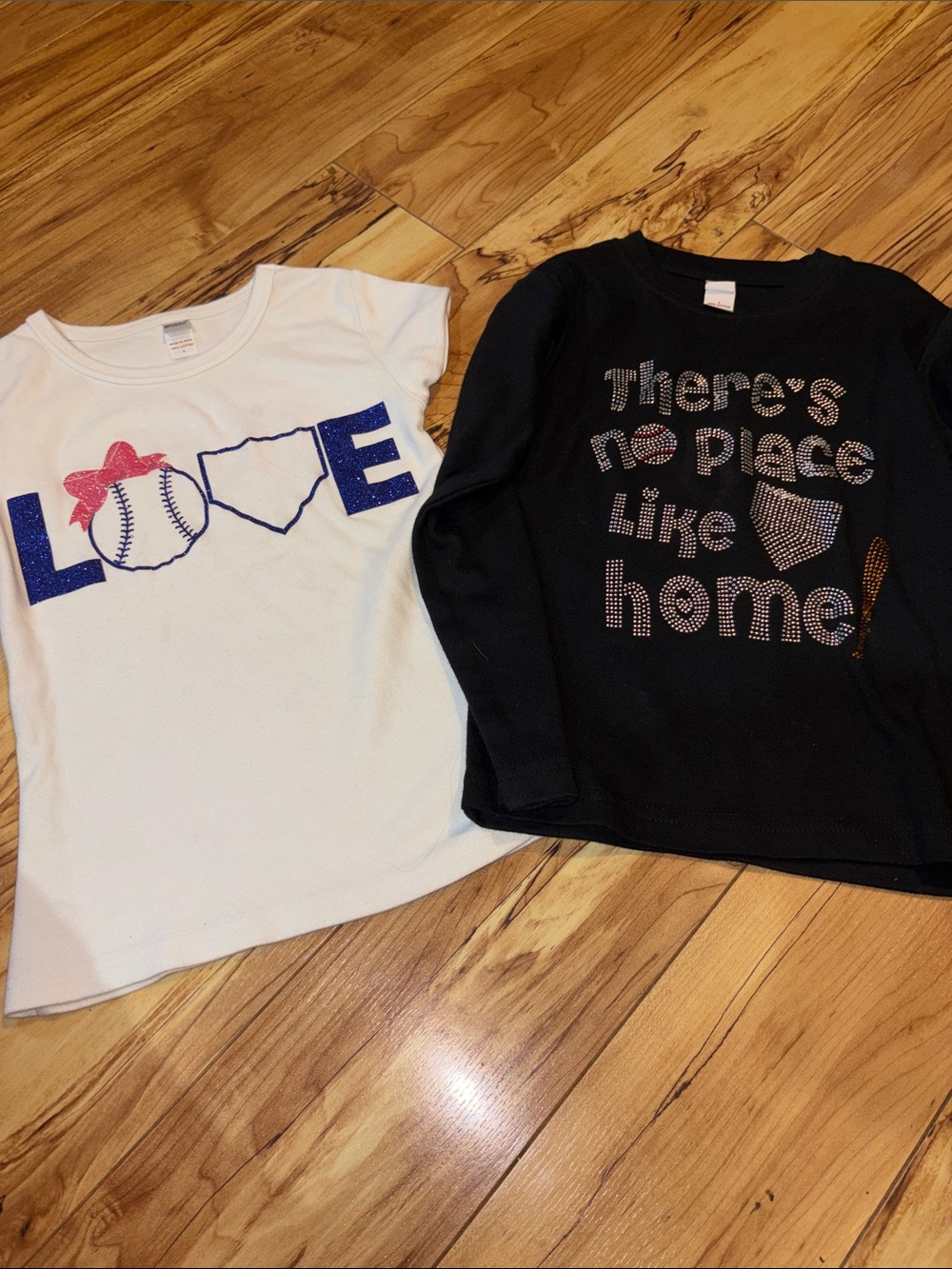 Girls Baseball Graphic Tees - White & Black